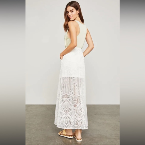 NWT BCBG LACE MAXI BOHEMIAN SKIRT POCKETS BUTTON UP FORMAL BEACH - Picture 11 of 13